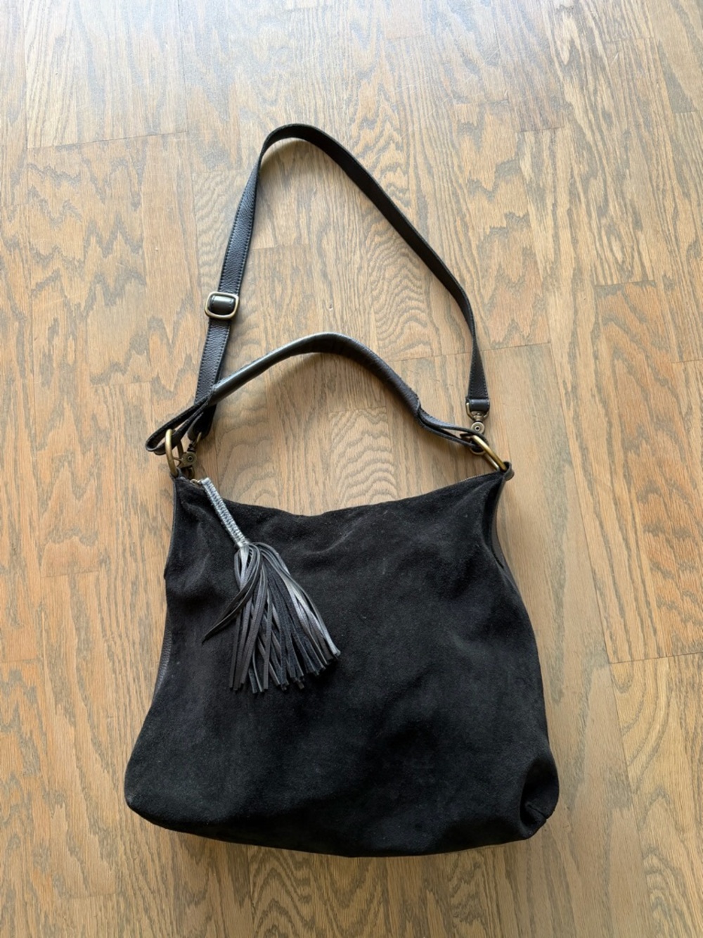 Molly G Portofino bag Black leather braided handle crossbody shoulder purse EUC